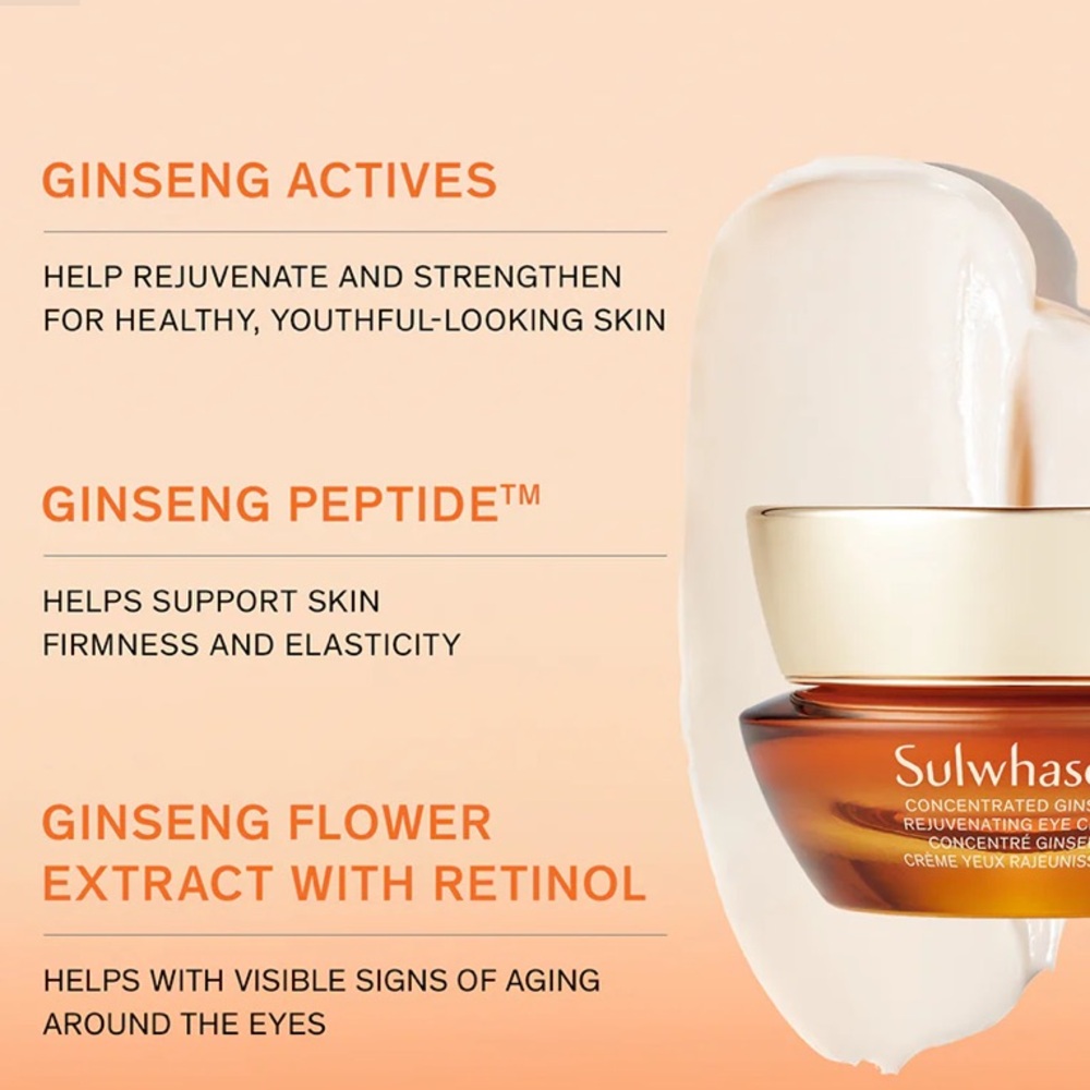 NWT NEW SULWHASOO CONCENTRATED GINSENG REJUVENATING EYE CREAM lines bags wrinkle - Picture 5 of 14